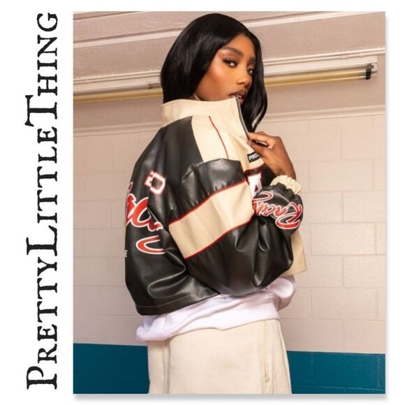 NWT PrettyLittleThing Auto Racing Bomber - Picture 1 of 15